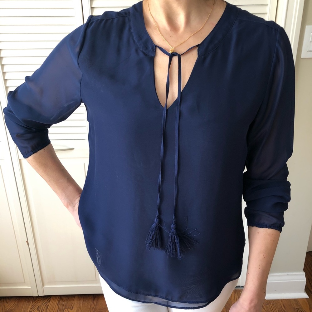 ‼️2 for $20‼️Chiffon Blouse with Tassels